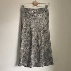 Satin leopard midi skirt